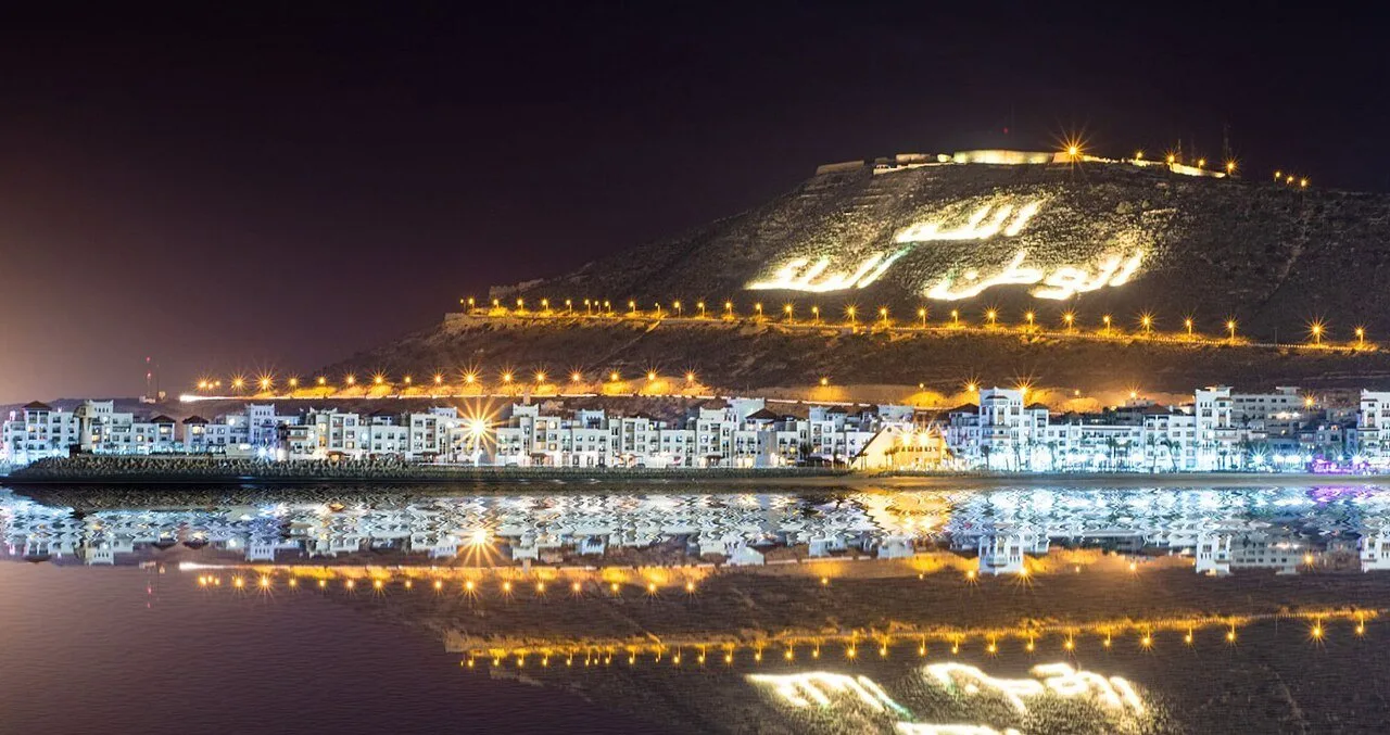 Agadir beach and coastline in southern Morocco