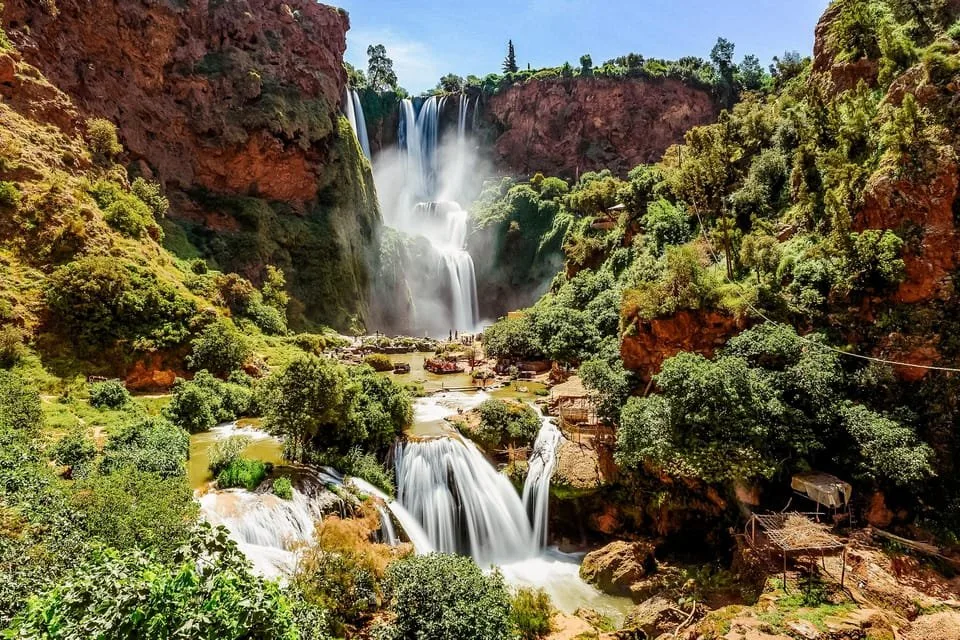 Ouzoud Waterfalls cascading through the Moroccan countryside